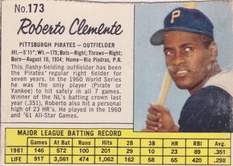 1962 Jell-O #173 Roberto Clemente Front