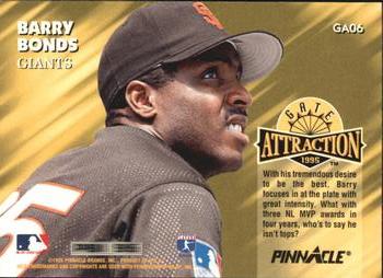 1995 Pinnacle - Gate Attractions #GA06 Barry Bonds Back
