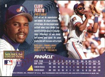 1995 Pinnacle - Museum Collection #8 Cliff Floyd Back