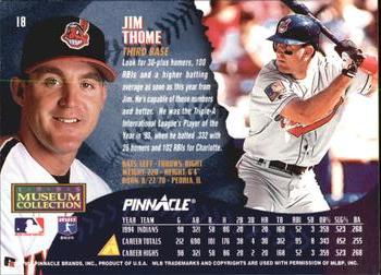1995 Pinnacle - Museum Collection #18 Jim Thome Back