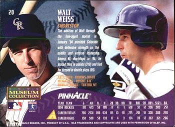 1995 Pinnacle - Museum Collection #20 Walt Weiss Back