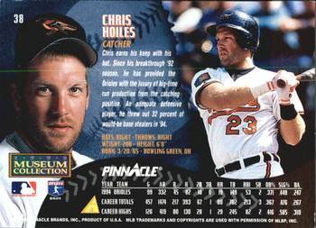 1995 Pinnacle - Museum Collection #38 Chris Hoiles Back