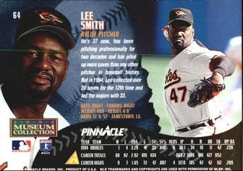 1995 Pinnacle - Museum Collection #64 Lee Smith Back