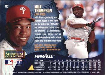 1995 Pinnacle - Museum Collection #83 Milt Thompson Back