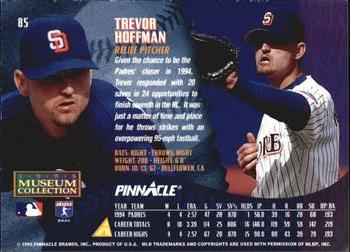 1995 Pinnacle - Museum Collection #85 Trevor Hoffman Back