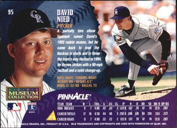 1995 Pinnacle - Museum Collection #95 David Nied Back