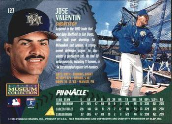 1995 Pinnacle - Museum Collection #127 Jose Valentin Back