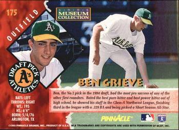 1995 Pinnacle - Museum Collection #175 Ben Grieve Back