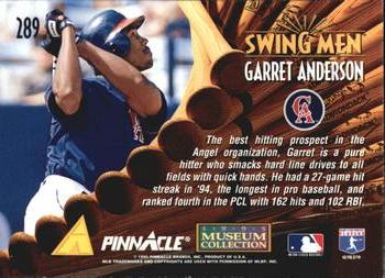 1995 Pinnacle - Museum Collection #289 Garret Anderson Back