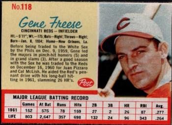 1962 Post Cereal #118 Gene Freese Front