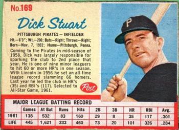 1962 Post Cereal #169 Dick Stuart Front