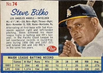 1962 Post Cereal #74 Steve Bilko Front