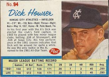 1962 Post Cereal #94 Dick Howser Front
