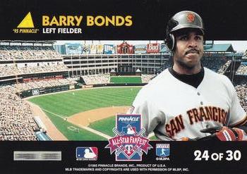1995 Pinnacle FanFest #24 Barry Bonds Back