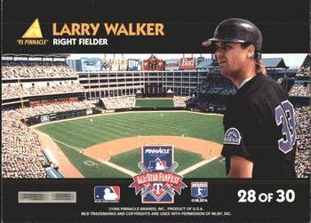 1995 Pinnacle FanFest #28 Larry Walker Back