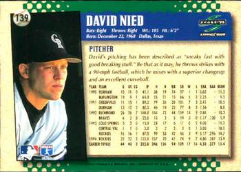 1995 Score #139 David Nied Back