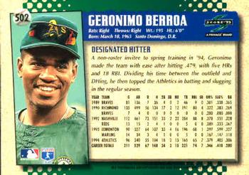 1995 Score #502 Geronimo Berroa Back