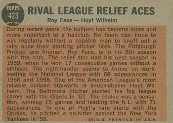 2011 Topps Heritage - 50th Anniversary Buybacks #423 Rival League Relief Aces (Roy Face / Hoyt Wilhelm) Back