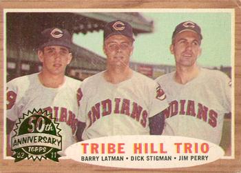 2011 Topps Heritage - 50th Anniversary Buybacks #37 Tribe Hill Trio / Latman / Stigman / Perry Front