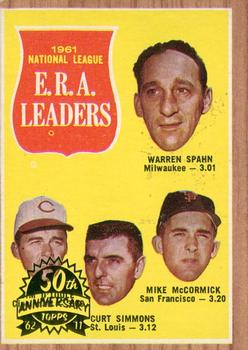 2011 Topps Heritage - 50th Anniversary Buybacks #56 1961 National League E.R.A. Leaders (Warren Spahn / Jim O'Toole / Curt Simmons / Mike McCormick) Front