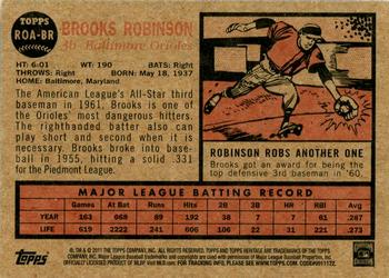 2011 Topps Heritage - Real One Autographs Red Ink #ROA-BR Brooks Robinson Back