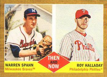 2011 Topps Heritage - Then and Now #TN-9 Warren Spahn / Roy Halladay Front