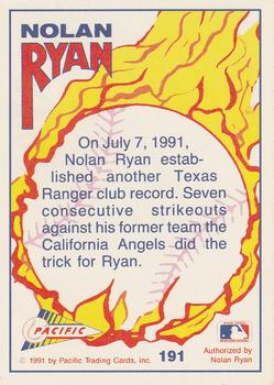1992 Pacific Nolan Ryan Texas Express II #191 Nolan Ryan Back