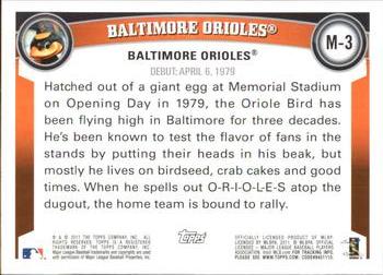 2011 Topps Opening Day - Mascots #M-3 Oriole Bird Back