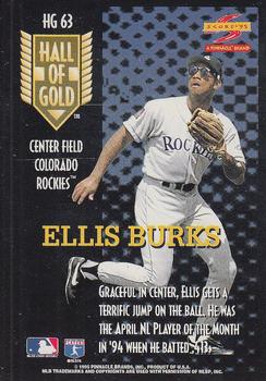 1995 Score - Hall of Gold #HG63 Ellis Burks Back
