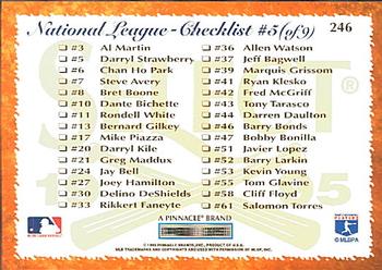 1995 Select #246 National League Checklist Back