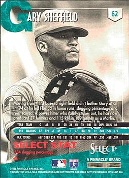 1995 Select #62 Gary Sheffield Back