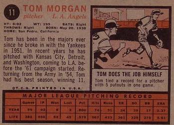 1962 Topps #11 Tom Morgan Back