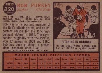 1962 Topps #120 Bob Purkey Back