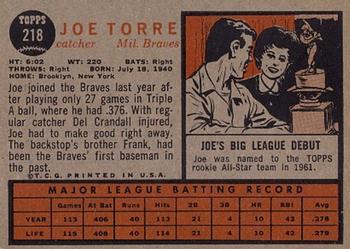 1962 Topps #218 Joe Torre Back