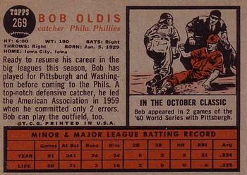 1962 Topps #269 Bob Oldis Back