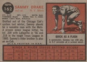1962 Topps #162 Sammy Drake Back