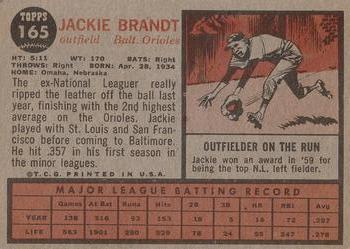 1962 Topps #165 Jackie Brandt Back