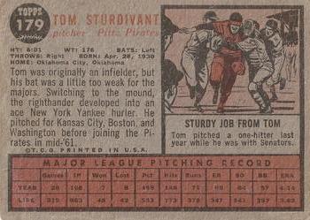 1962 Topps #179 Tom Sturdivant Back