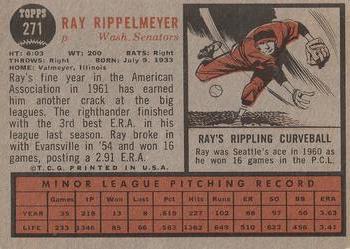 1962 Topps #271 Ray Rippelmeyer Back