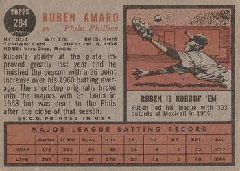 1962 Topps #284 Ruben Amaro Back