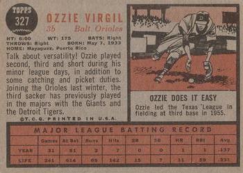1962 Topps #327 Ozzie Virgil Back