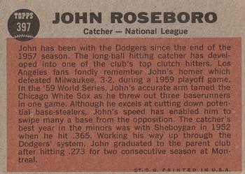 1962 Topps #397 John Roseboro Back