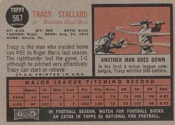 1962 Topps #567 Tracy Stallard Back
