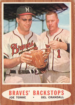 1962 Topps #351 Braves' Backstops (Joe Torre / Del Crandall) Front