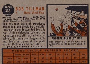 1962 Topps #368 Bob Tillman Back