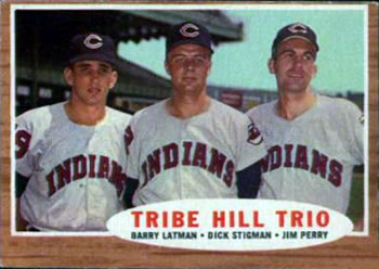 1962 Topps #37 Tribe Hill Trio (Barry Latman / Dick Stigman / Jim Perry) Front