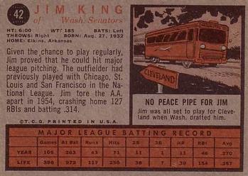 1962 Topps #42 Jim King Back