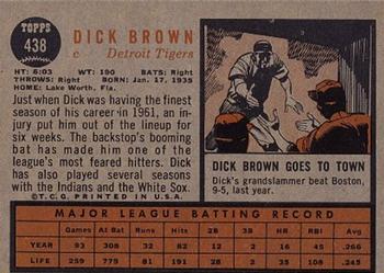 1962 Topps #438 Dick Brown Back