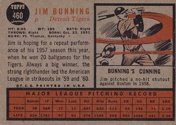 1962 Topps #460 Jim Bunning Back