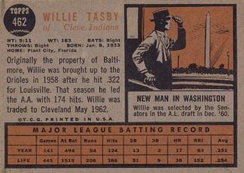 1962 Topps #462 Willie Tasby Back